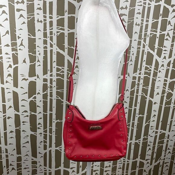 Nicole by Nicole Miller Red and Gold Studded Faux Leather Crossbody Bag - Picture 2 of 14